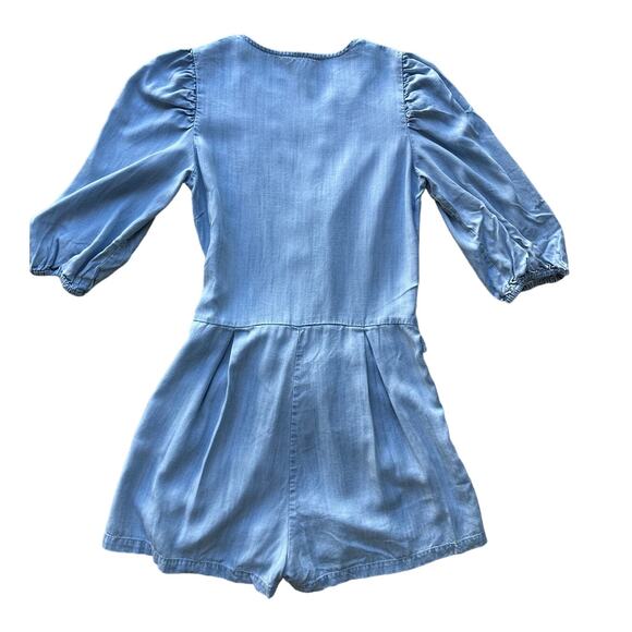 Woven by Synergy Soft Denim Blue Romper Sz S - Picture 2 of 9